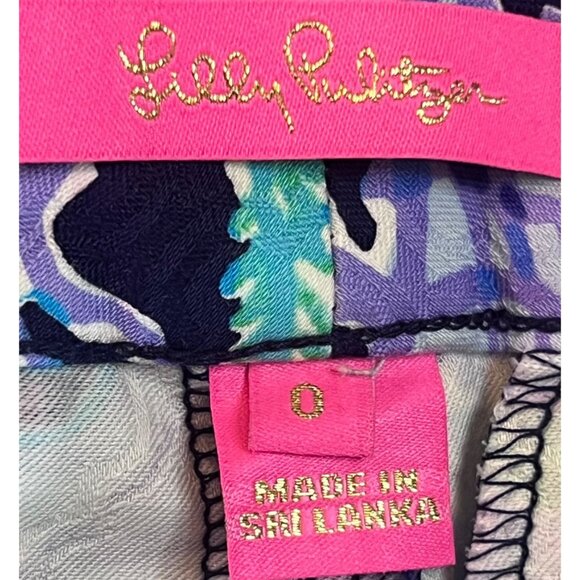 Lilly Pulitzer Kelly Skinny Ankle Pants Deep Indigo Coral Jacquard Textured - 0 - Picture 5 of 5